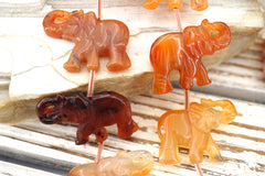 Carnelian 32-36mm Elephant beads handmade (ETB00894)