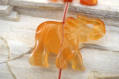 Carnelian 32-36mm Elephant beads handmade (ETB00894)
