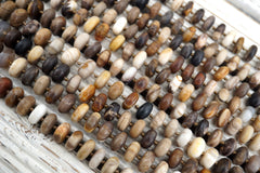 Matte Wood Opalite/ Petrified Wood rondelle beads 12mm (ETB00902)