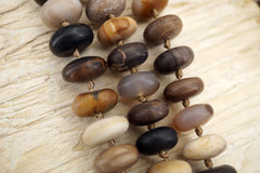Matte Wood Opalite/ Petrified Wood rondelle beads 12mm (ETB00902)