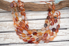 Carnelian wave oval beads 12-14mm (ETB01744) Healing crystal/Reiki healing/Healing necklace