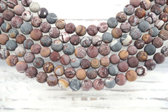 Matte Sonoran Dendrite Rhyolite 6.5-7mm round beads (ETB01158)