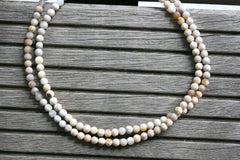 Matte Wood Opalite/ Petrified Wood 5-6mm round beads (ETB00966)