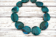 Natural Amazing Blue Peruvian Chrysocolla freeform beads (ETB01224)