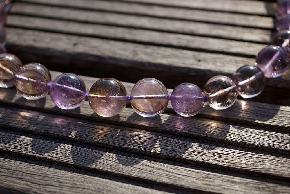 Natural Ametrine quartz (Brazil) 10-16mm graduate round beads (ETB00720)
