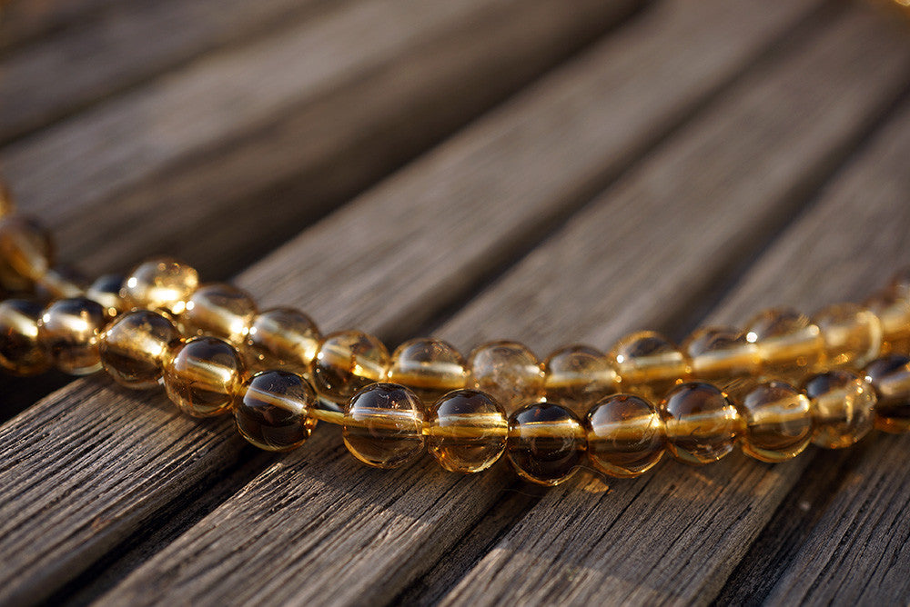 Natural Citrine Quartz (Brazil) 5-6mm round beads (ETB00659)