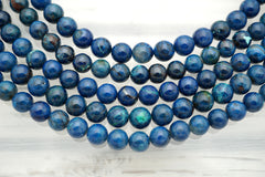 Rare and beautiful Shattuckite 7.5-8mm round beads (ETB01021)