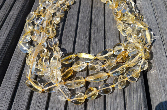 Natural Citrine Quartz (Brazil) 10-13mm tumble beads (ETB00657)