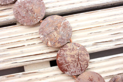 Matte Sonoran Dendrite Rhyolite 29.5-34.5mm round dics beads (ETB00864)