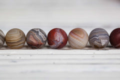 Matte Laguna Lace Agate 9-10mm round beads (ETB00950)