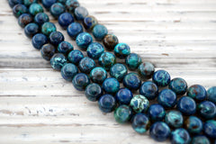 Rare and beautiful Shattuckite 6.5-7mm round beads (ETB01022)