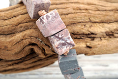 Matte Sonoran Dendrite Rhyolite 5.5-7mm cubic / cube beads (ETB01129)