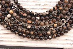 Rare & beautiful Australian Fossil Peanut Wood 6-7mm round beads (ETB00987)