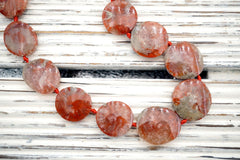 Rare & beautiful Red Horn Coral Fossil 14-20mm freeform beads (ETB00955)