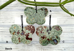 Rainforest Rhyolite butterfly pendants (ETP00278)