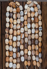 Honey Palm wood 19.5-24mm oval flat beads (ETB00618)