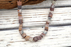 Matte Sonoran Dendrite Rhyolite 5.5-7mm cubic / cube beads (ETB01129)