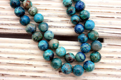 Rare and beautiful Shattuckite 10-11mm round beads (ETB00993)