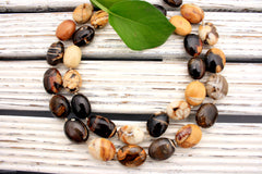 Rare & beautiful Australian Fossil Peanut Wood oval beads (ETB00026)