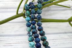Rare and beautiful Shattuckite 12-13.5mm round beads (ETB01147)