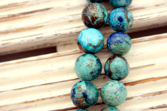Rare and beautiful Shattuckite 10-11mm round beads (ETB00993)