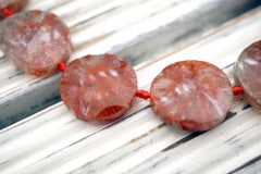 Rare & beautiful Red Horn Coral Fossil 14-20mm freeform beads (ETB00955)