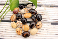 Rare & beautiful Australian Fossil Peanut Wood oval beads (ETB00026)