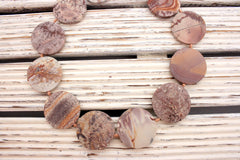 Matte Sonoran Dendrite Rhyolite 29.5-34.5mm round dics beads (ETB00864)