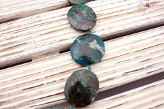 Natural Amazing Blue Peruvian Chrysocolla 28-37mm freeform beads (ETB00980)