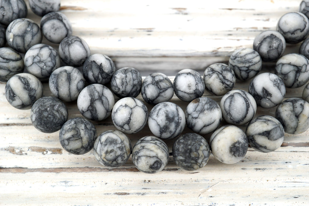 Matte Pinolith 9-10mm round beads (ETB01200)