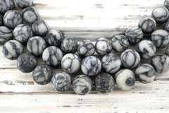 Matte Pinolith 9-10mm round beads (ETB01200)