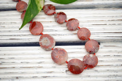 Rare & beautiful Fossilised Red Horn Coral 13.5-19mm freeform beads (ETB01146)