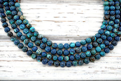 Rare and beautiful Shattuckite 6.5-7mm round beads (ETB01022)