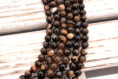 Rare & beautiful Australian Fossil Peanut Wood 6-7mm round beads (ETB00987)