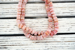 Matte Pink Opal 9-10mm cube beads  (ETB01228)