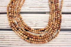 Rare & beautiful Australian Fossil Peanut Wood 5-6.5mm round beads (ETB00986)