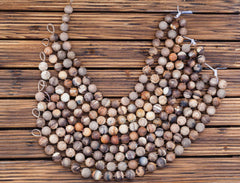 Matte Wood Opalite/ Petrified Wood 14.5-16.5mm round beads (ETB00898)