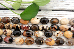 Rare & beautiful Australian Fossil Peanut Wood oval beads (ETB00026)