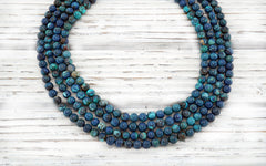 Rare and beautiful Shattuckite 6.5-7mm round beads (ETB01022)