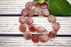 Rare & beautiful Red Horn Coral Fossil 16.5-19mm freeform beads (ETB01135)