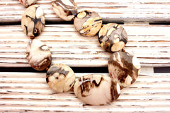 Rare & beautiful Australian Fossil Peanut Wood freeform beads (ETB00852)