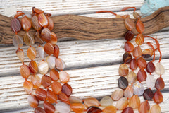 Carnelian wave oval beads 12-14mm (ETB01744) Healing crystal/Reiki healing/Healing necklace