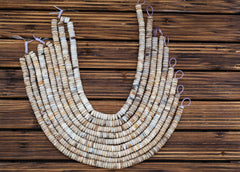 Matte Wood Opalite/ Petrified Wood 8.5-10.5mm thin cylinder beads (ETB00592)