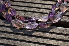 Natural Ametrine quartz (Brazil) 14-17mm faceted beads (ETB00718)