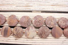 Matte Sonoran Dendrite Rhyolite 29.5-34.5mm round dics beads (ETB00864)