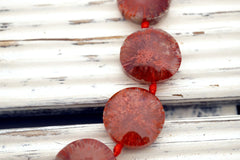 Rare & beautiful Fossilised Red Horn Coral 13.5-19mm freeform beads (ETB01146)