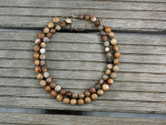 Matte Petrified Wood 11-12mm round beads (ETB00972)