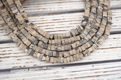 Matte Variegated Jasper cube matte beads 8-9mm (ETB01760) Unique jewelry/Vintage jewelry/Gemstone necklace