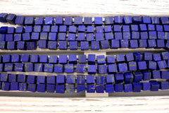 Matte Lapis Lazuli 8.5-10mm cubic / cube beads (amazing blue colour with gold sparkles) (ETB00034)