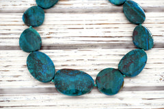 Natural Amazing Blue Peruvian Chrysocolla freeform beads (ETB01224)